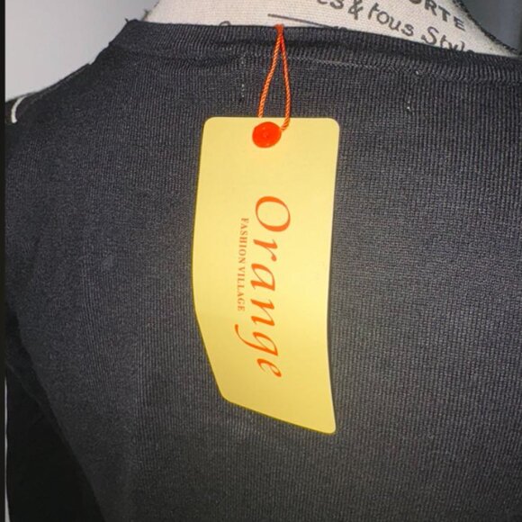 Orange Fashion Village Long Sleeve Tunic Dress, O/S, Black & White Swirl Print - Picture 5 of 7